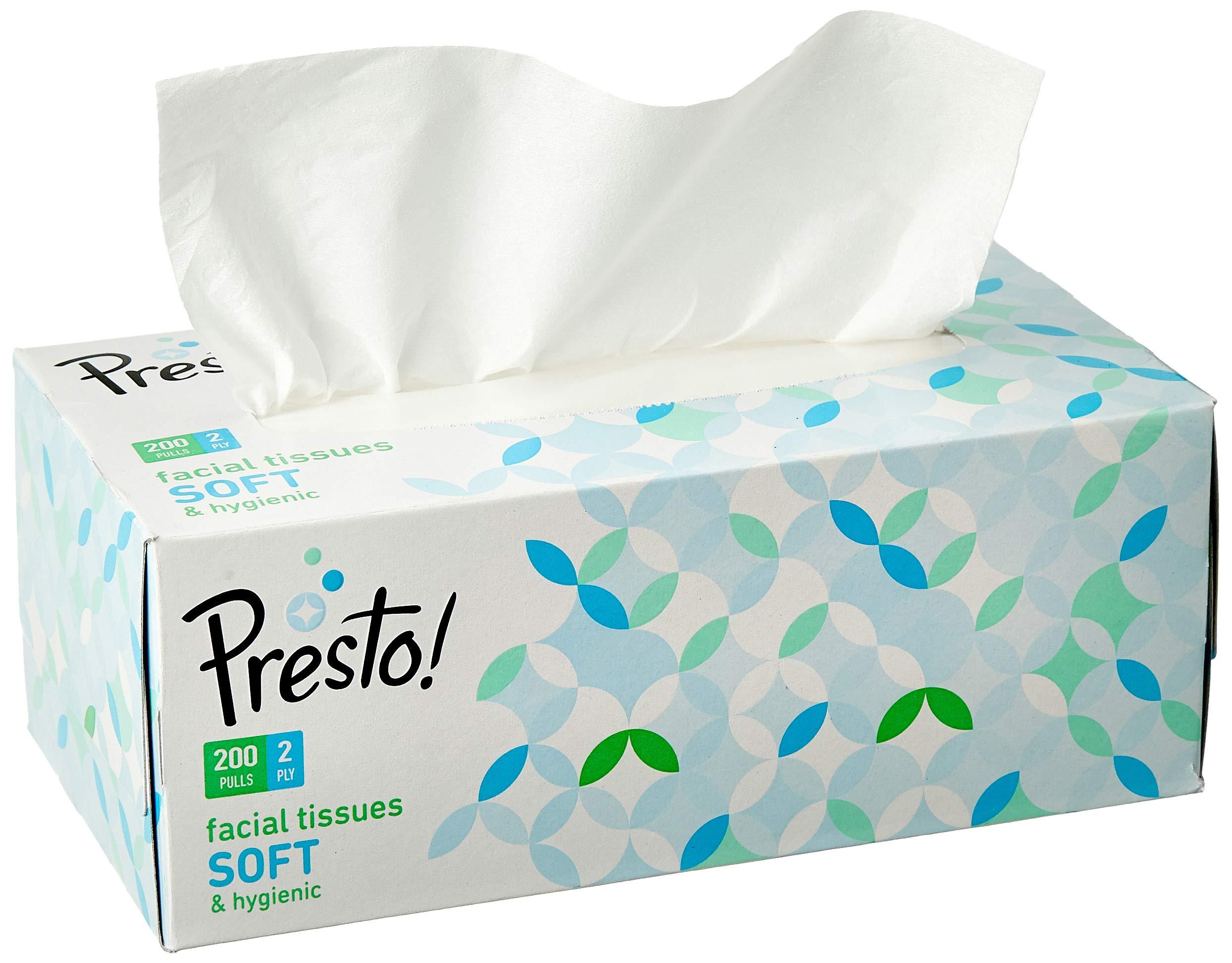 Amazon Brand - Solimo Amazon Brand - Solimo 2 Ply Facial Tissues Carton Box - 100 Pulls (Pack of 4) & Amazon Brand - Presto! 2 Ply Facial Tissue Carton Box - 200 Pulls (Pack of 3) Combo