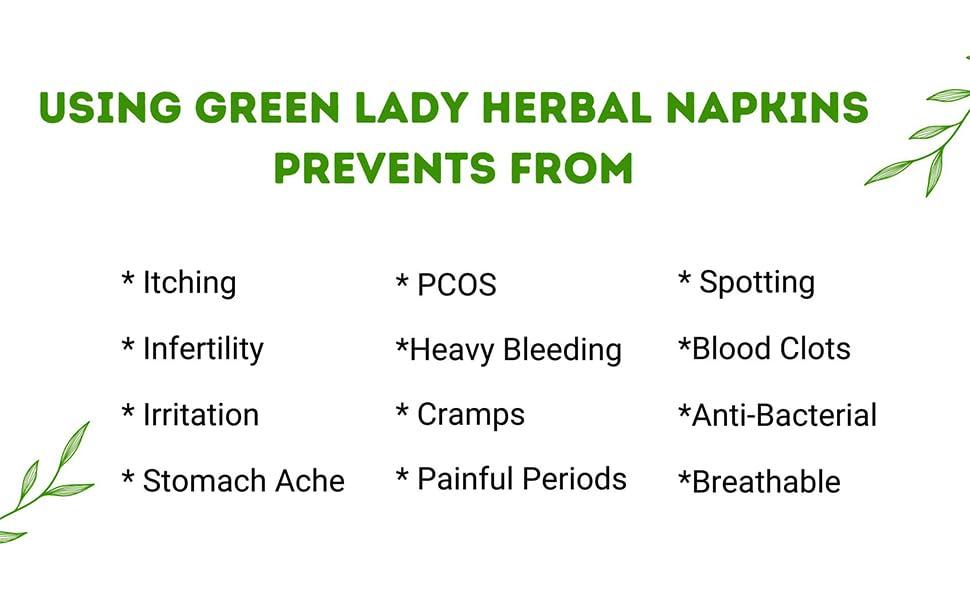 Green Lady Green Lady Premium Organic Biodegradable Herbal Sanitary Napkin Pads/with buttons /6 Pads/Chemical Free and Natural/Upto 100% leakage protection/Odour Control/XXL pad/Disposble wrapper/Rash-Free