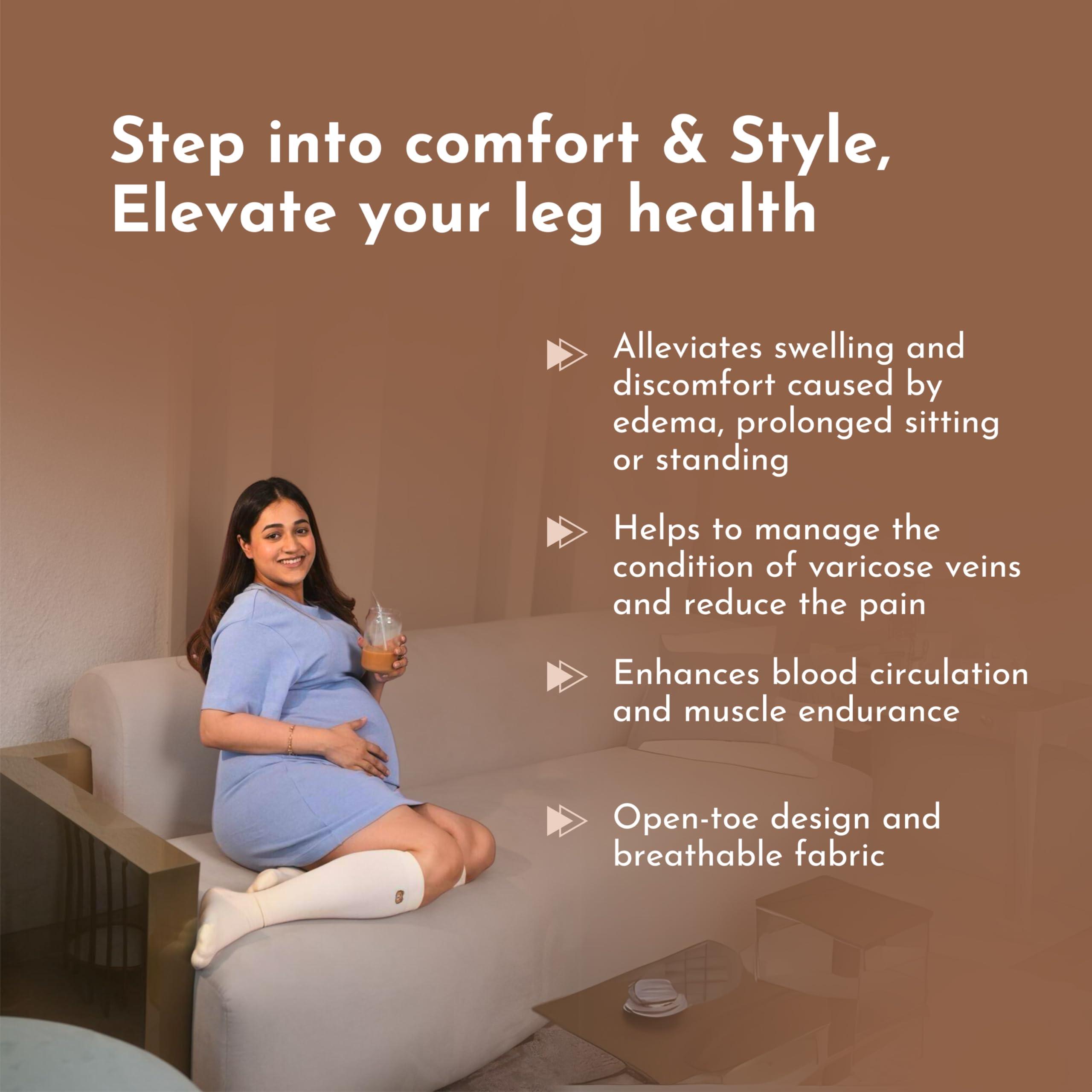 GLOMAMA GLOMAMA Compression Stockings for Pregnant women(Below knee) | Medical compression socks 20-30 mmhg with Firm Support | Pain Relief, Shin Splints & Swelling | Varicose veins | Maternity | Pregnancy