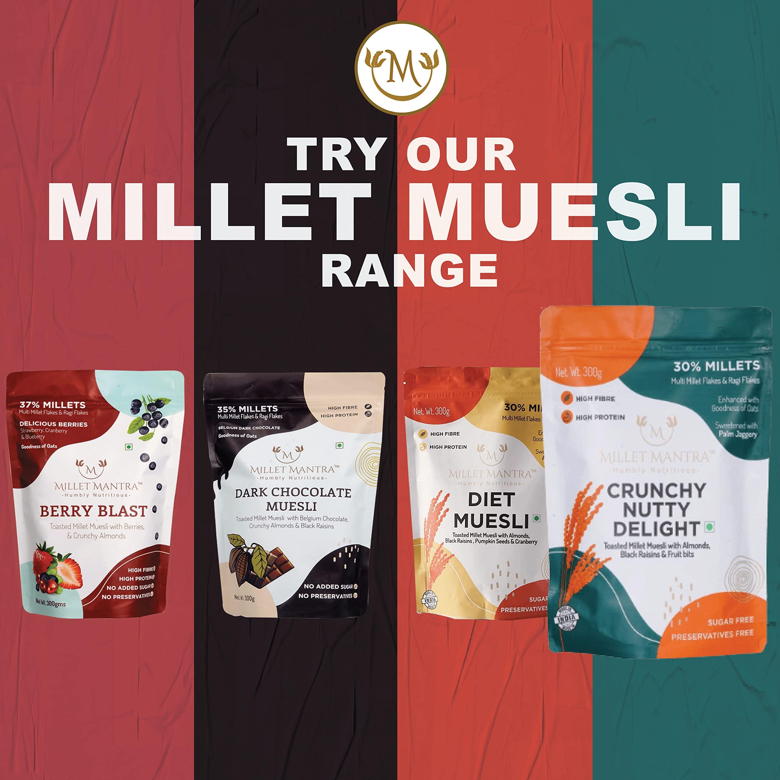 MILLET MANTRA MILLET MANTRA Crunchy Nutty Pack of 3 Dry Fruits High Protein Muesli Sugar Free Muesli, Muesli Fruit And Nuts | Mixed Dry Fruits & Nut, Almonds, Black Raisins Seedless | Muesli Sugar Free | Rich Breakfast Cereals