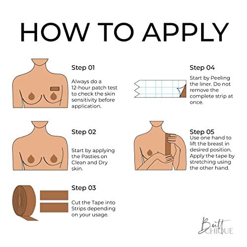 BUTTCHIQUE BUTTCHIQUE Cinnamon Breast Lift Body Tape (5 Meter Roll), Lifts Your Breasts, Gives The Perfect Cleavage & Supports from All Directions, Lasts Upto 8-10 Hours