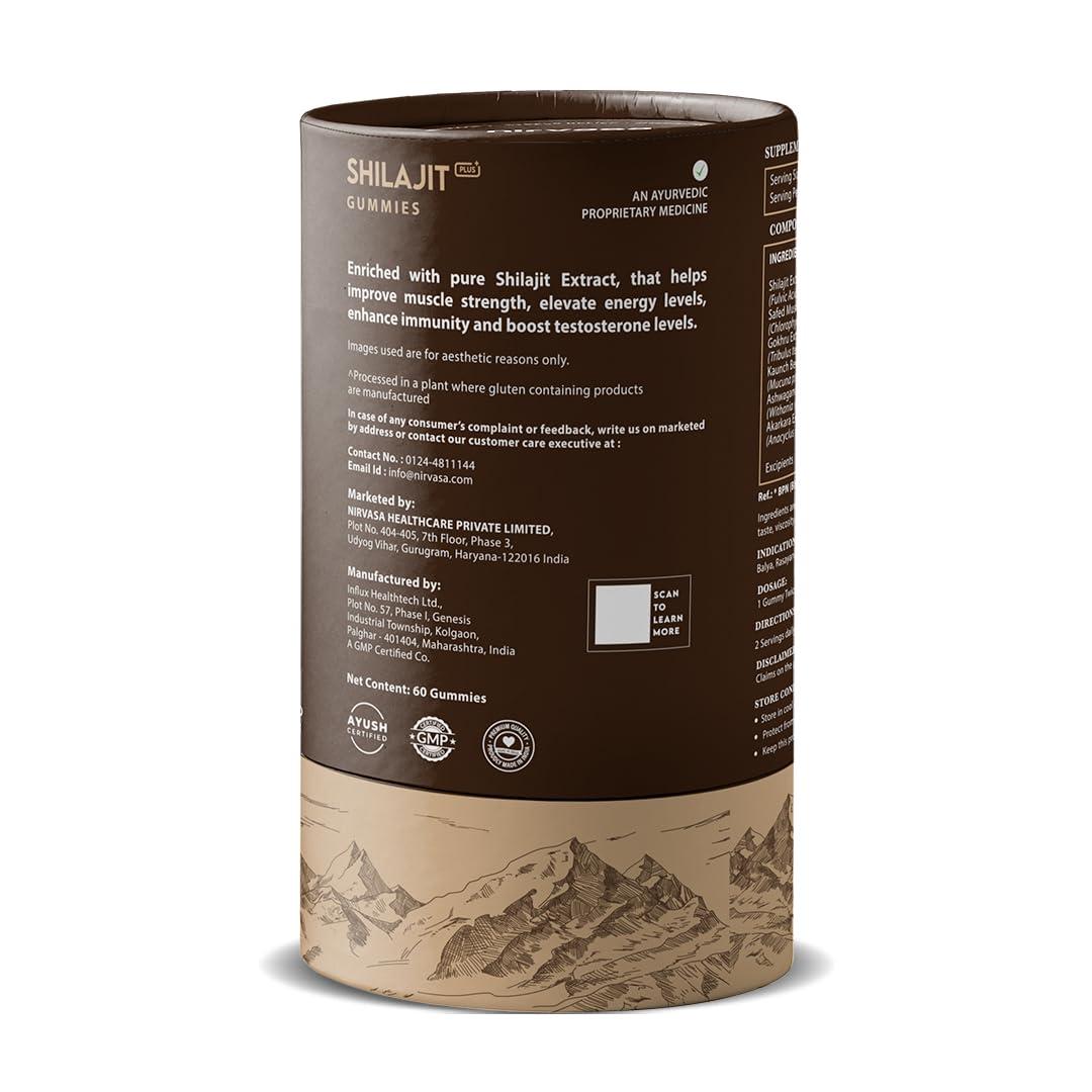 Nirvasa Nirvasa Shilajit Plus Gummies | Original Shilajit To Improve Strength, Stamina & Endurance | Tamarind Flavour | 60 Shilajit Gummies (Pack of 1)
