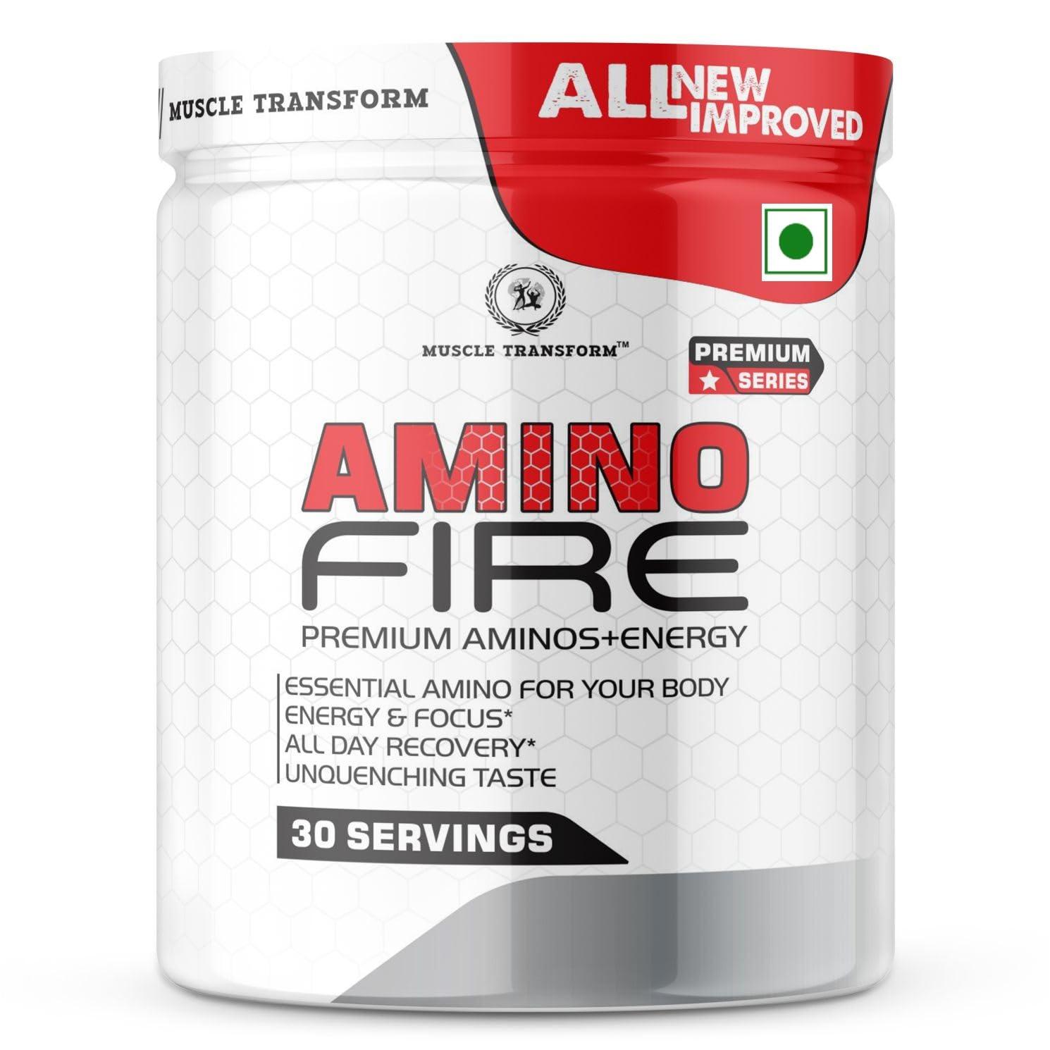 MUSCLE TRANSFORM Muscle Transform Amino Fire Advanced BCAA Supplement with Glutamine - Pre/Post Workout & Intra Workout Supplement | Muscle Recovery Drink with Amino Acids | Muscle Protein Synthesis - Lean Muscle - Improved Performance - Hydration for Men & Women [30