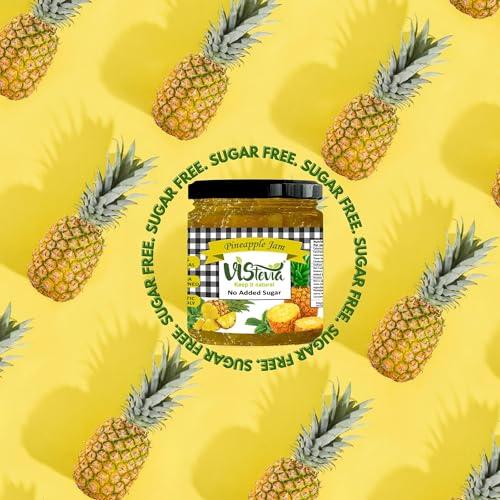 VISTEVIA Vistevia Sugar Free Pineapple Jam, Diabetic and Keto Friendly - Sweetened Naturally with Stevia, More Than 60% Pineapple Content - Tastes Delicious - Pack of 1 (220GM)