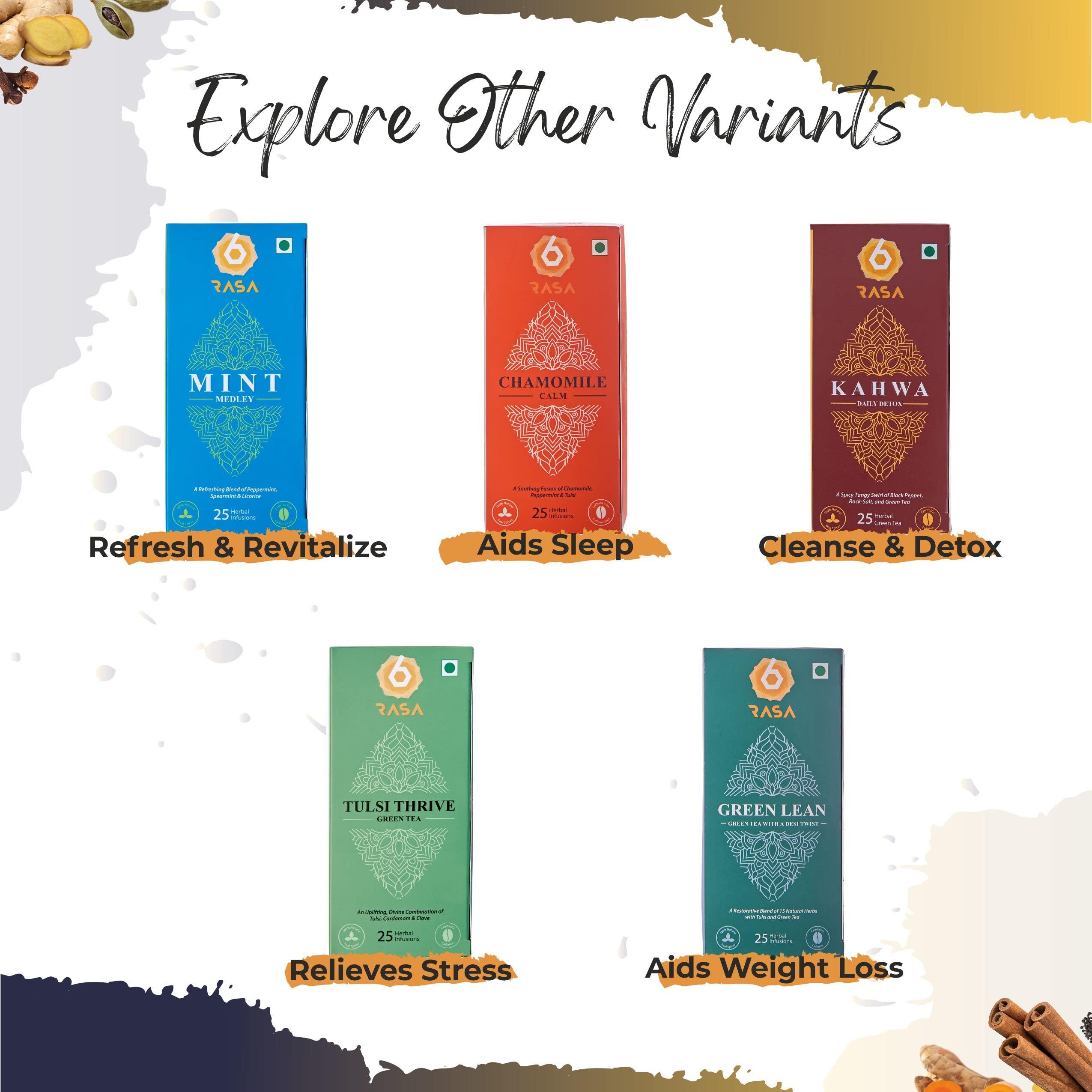 6rasa 6rasa Kashaya - Herbal Tea | 15 Ayurvedic Spices | Kadha Mix | Caffeine Free | 100% Natural Kashaya - The Original Tea Bags | No Added Sugar (2.5 g Each) (Pack of 3, 30 Dip Bags)