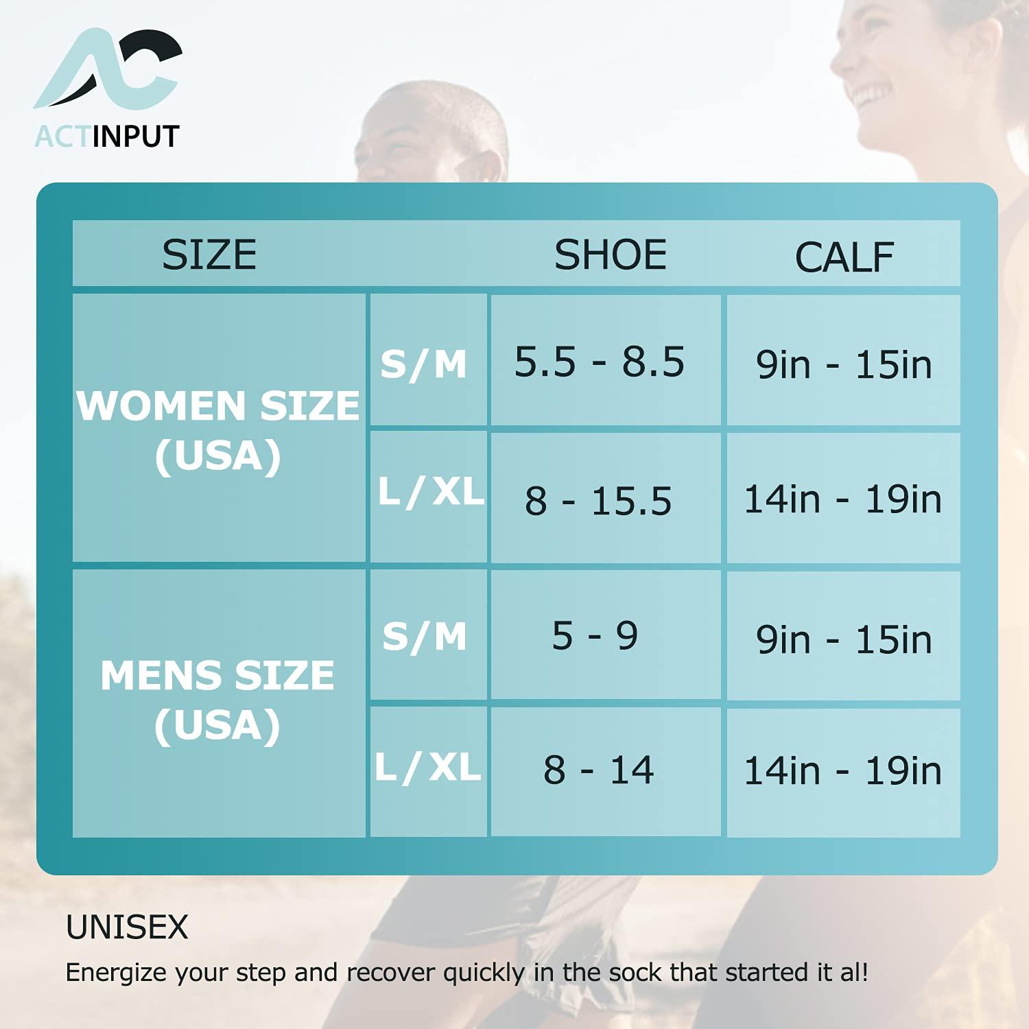 ACTINPUT ACTINPUT 8 Pairs Compression Socks Women & Men -Best Medical,Nursing,Travel & Flight Socks-Running & FitnessPregnancy-15-20mmHg (L/XL, Assorted 1)