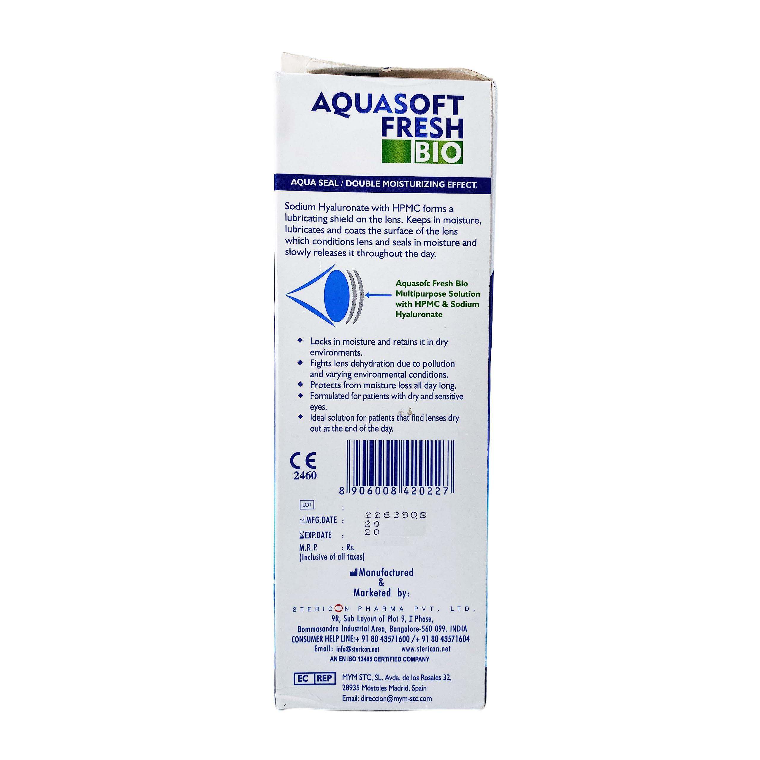 Aquasoft Aquasoft Fresh Bio Double Moisturizing Multipurpose Contact Lens Cleaning Solution (360ml)