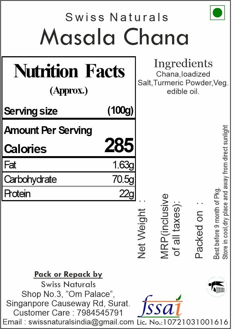 Swiss Naturals Swiss Naturals Roasted Chana Whole With Turmeric | Bhuna Chana Without Skin | Desi Chickpeas Snacks | Bengal Gram Organic, 250g