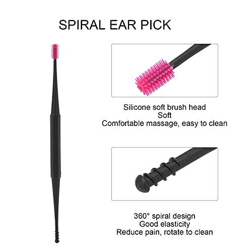 dooti Silicone Ear Wax Removal Tool, Ear Cleaner Reusable Soft Spiral Earwax Remover Ear Cleaning Kit Ear Canal Pick for Olders/Adult/Kids(Pink-cardboard packaging)