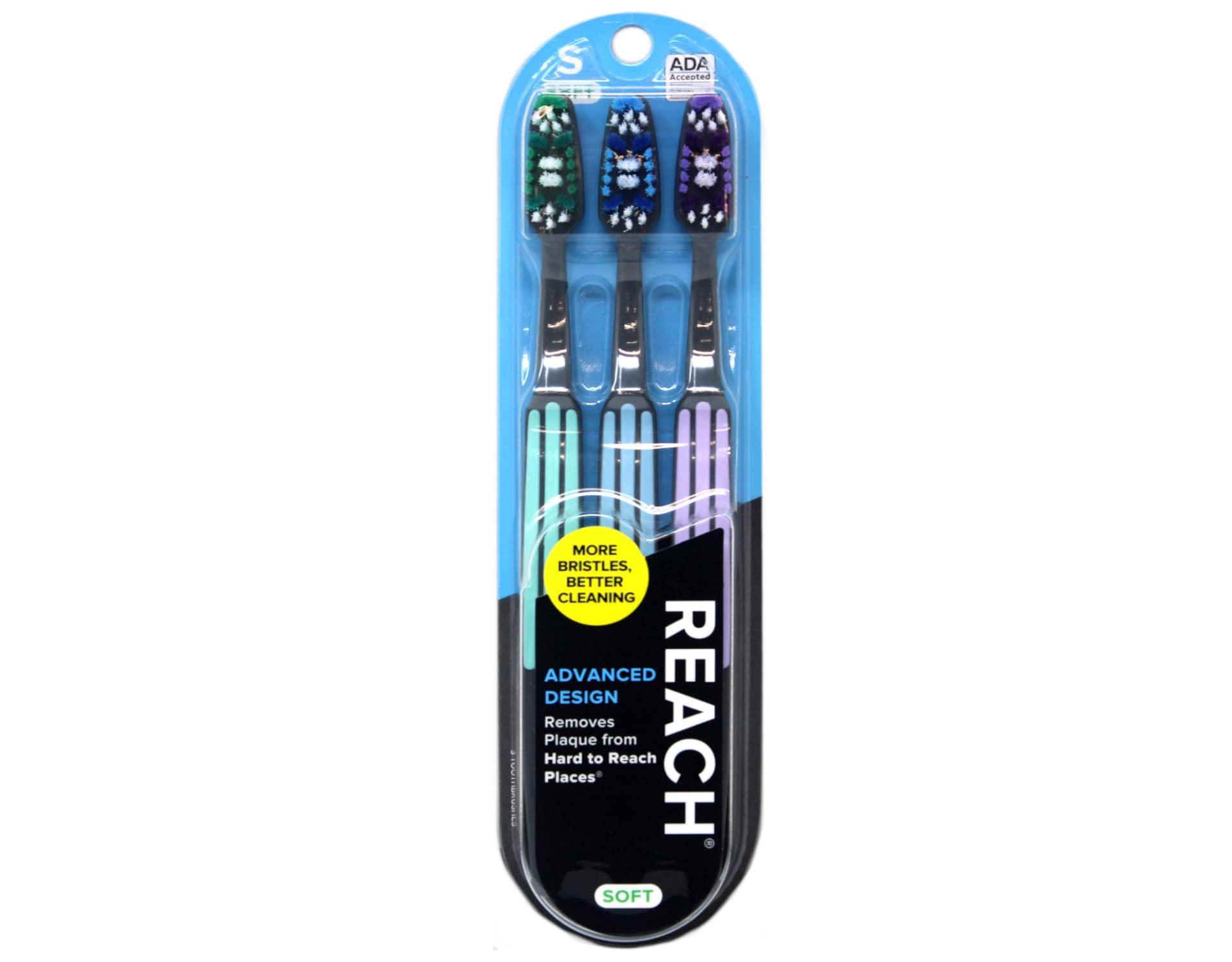 Reach Reach Advanced Design Soft Toothbrushes, Colors May Vary, 3 Count (Pack of 2) Total 6 Toothbrushes