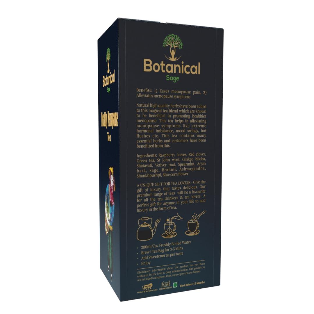 Botanical Sage Botanical Sage- Healthy Menopause Tea 30 Pyramid Teabags | 30 Days Pack | With Goodness of Sage, Raspberry, Red Clover, Shatavari etc | Helps with hot flushes & Mood swings | Selected