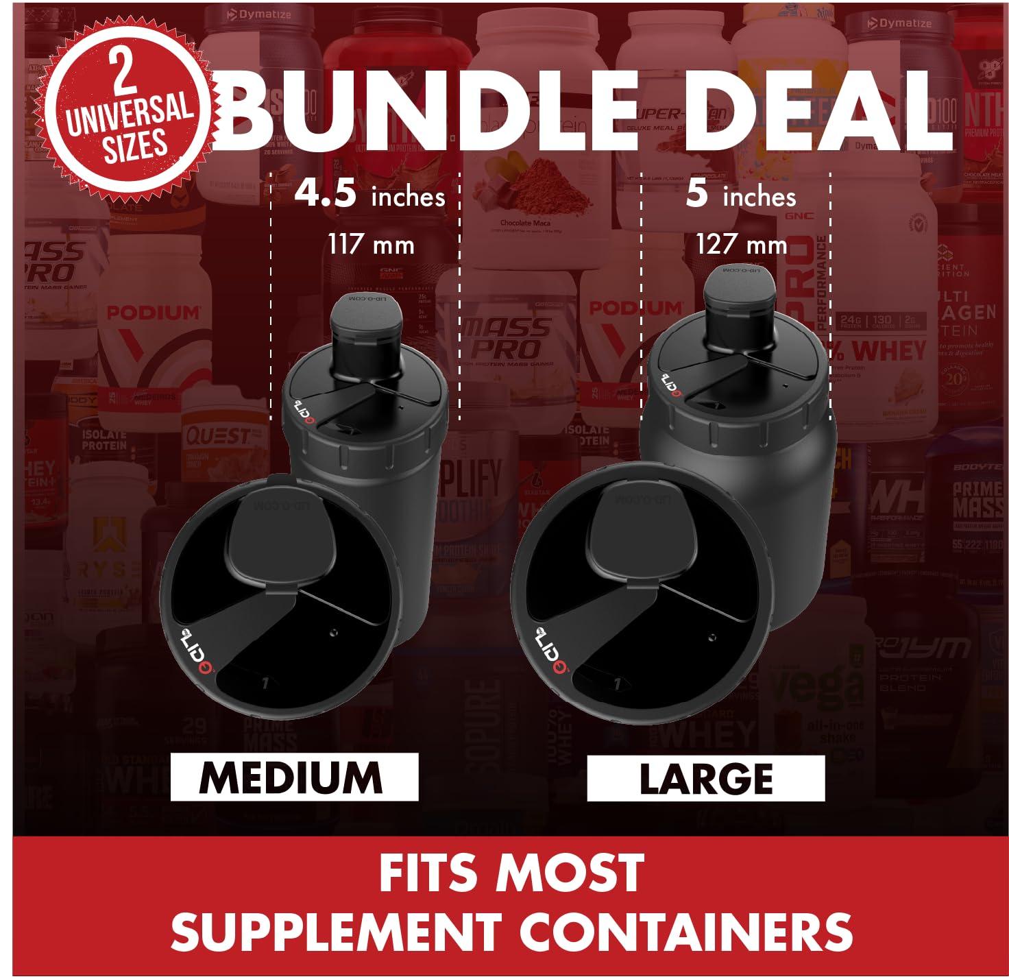 MyLidO MYLIDO Protein Dispenser Scoop Powder Dispense Supplement Funnel Universal Size Fits All Brands, Pre and Post Workout BPA Free Hands Clean Attachment Container Lid MyLid-O