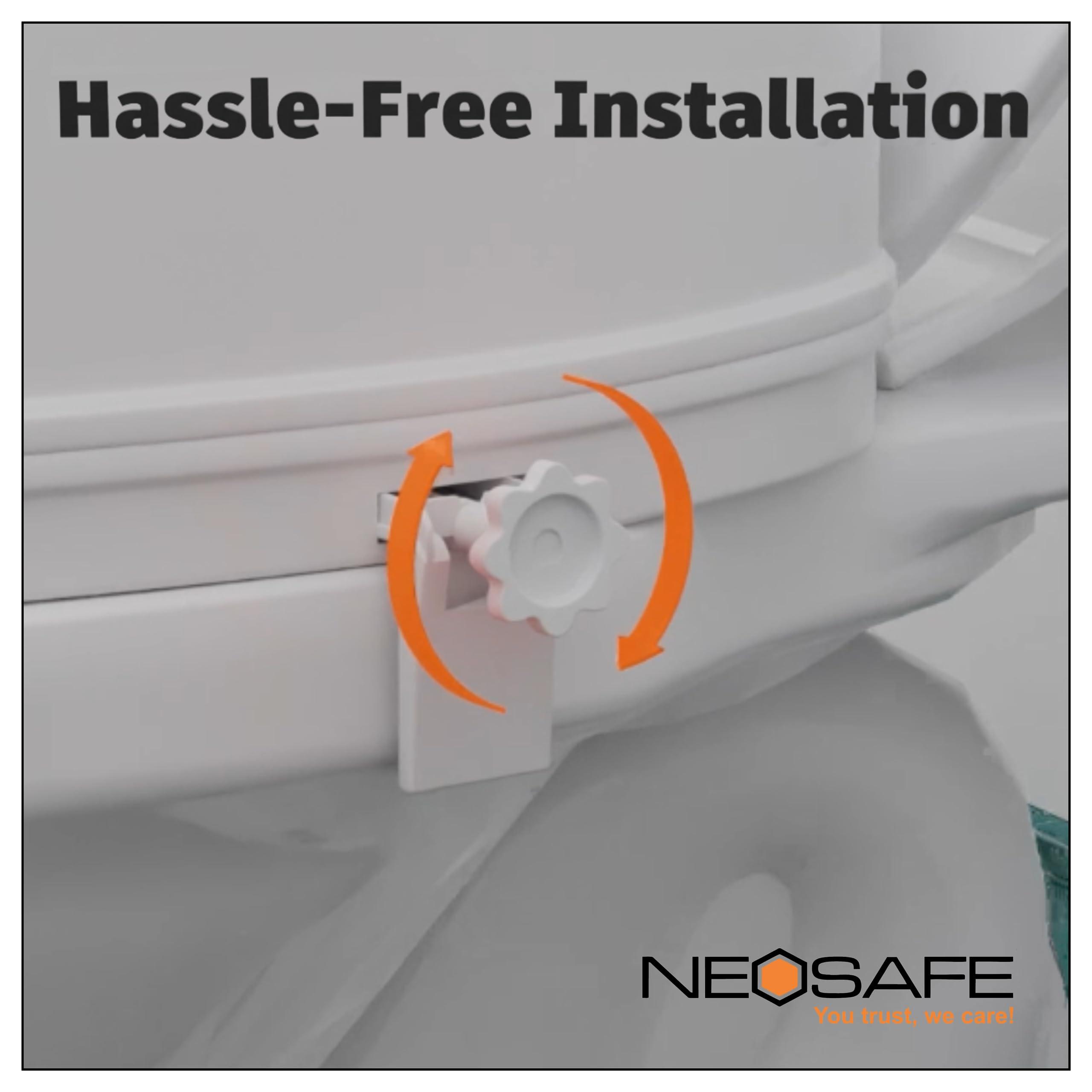 NEOSAFE NEOSAFE Portable Lightweight Plastic Toilet Commode Seat Raiser Elevator Extension with lid cover Ideal for Handicap, Knee Patients, Old Senior Citizen (White, Size: 6 Inch)