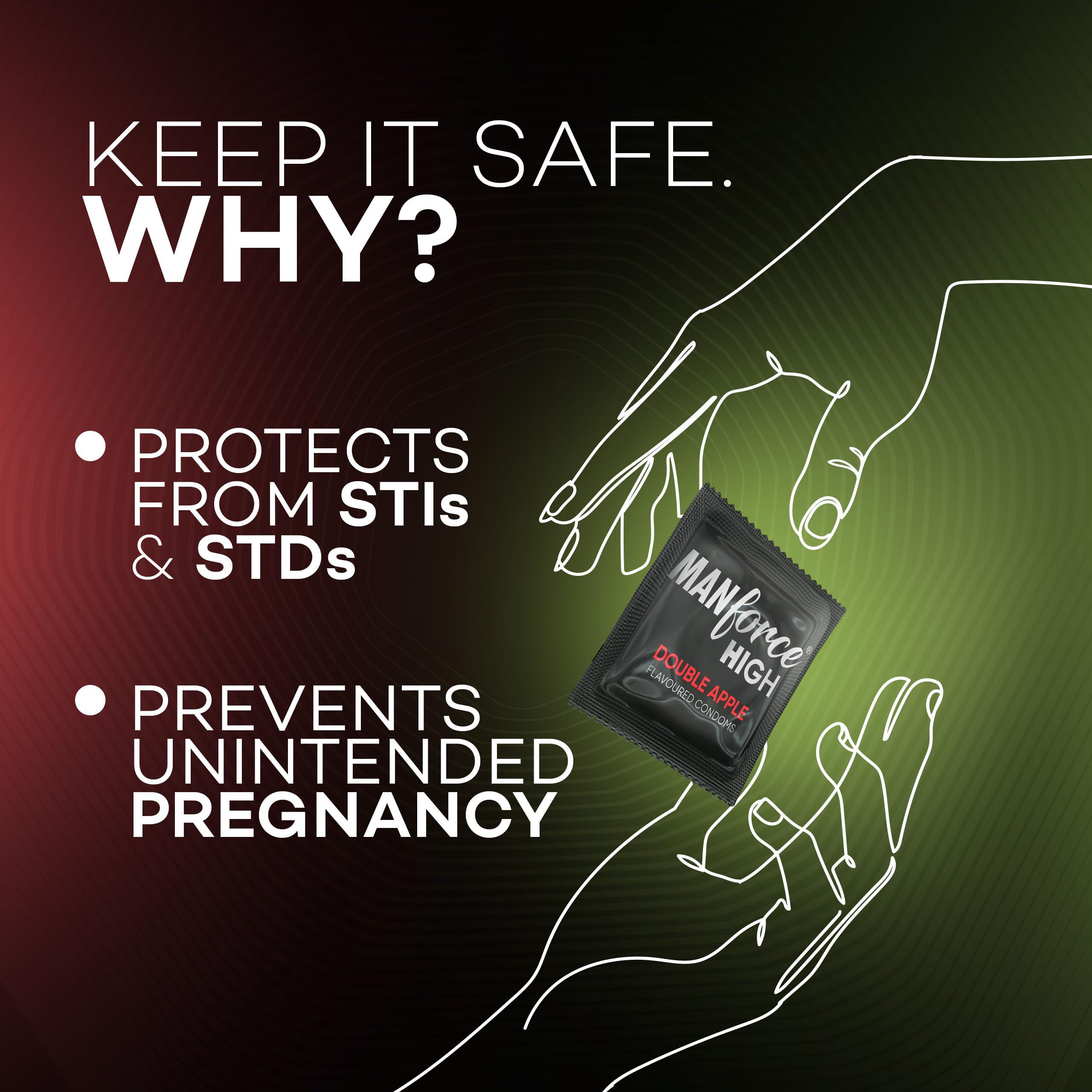 Manforce Manforce High Double Apple Flavoured Condom| Ultra Thin With 0.05mm Thinness| Smooth and Natural Feel| Lubricated Latex Condom| Electronically Tested| Pack of 30