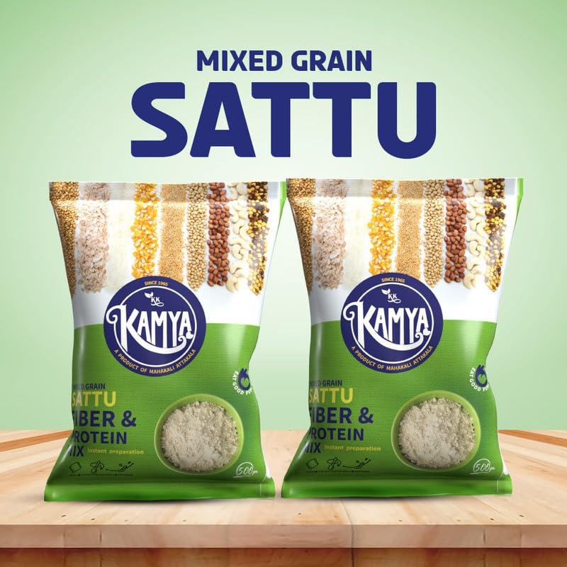 KK Kamya Kamya Mixed Grain Sattu | Naturals Powder with High Protein and Fiber |100% Natural Nutrition | Cereals & Grains Sattu Drink (Pack of 2, 2Kg.)