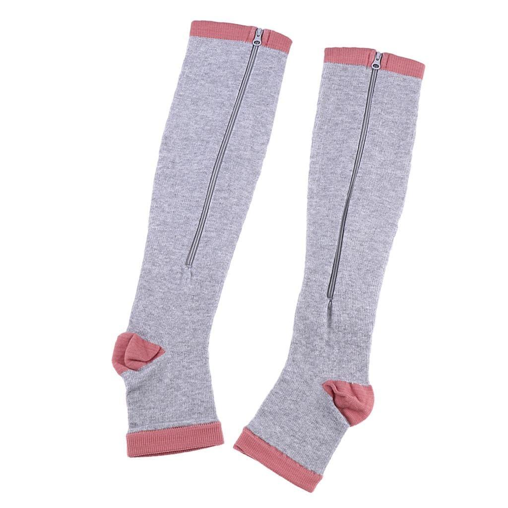 ATORSE ATORSE 1 Pair Womens Mens Compression Socks Zip Leg Support Stockings Gray Xxl