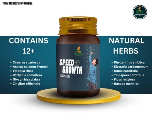 GRINBIZZ GRINBIZZ Speed Growth Capsule Advanced Herbal Formula To Increase Height | Growth On | Height Growth | Body Growth | For Girls & Boys | No Side Effects | 100% Ayurvedic (speed growth pk 15 capsule)