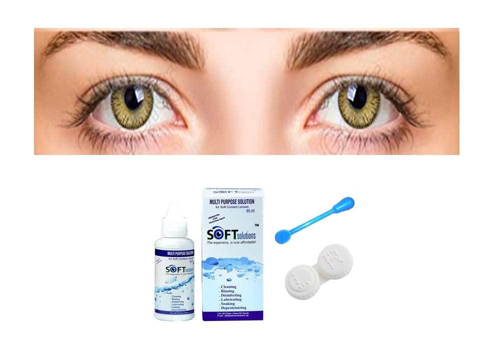 M D Enterprises PURE HAZEL MD SPARKLE MONTHLY COLOR CONTACT LENS WITH CASE,LENS HOLDER AND 60ML SOLUTION (PACK OF 1 PAIR)