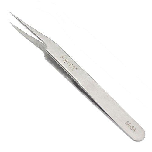 FEITA FEITA Precision Tweezers Stainless Steel Straight & Slanted Tip Best Tweezers Professional Set for Eyelash Extension, Craft, Jewelry, Eyebrow & Ingrown Hair Removal (SS&5A-SA 2Pcs)