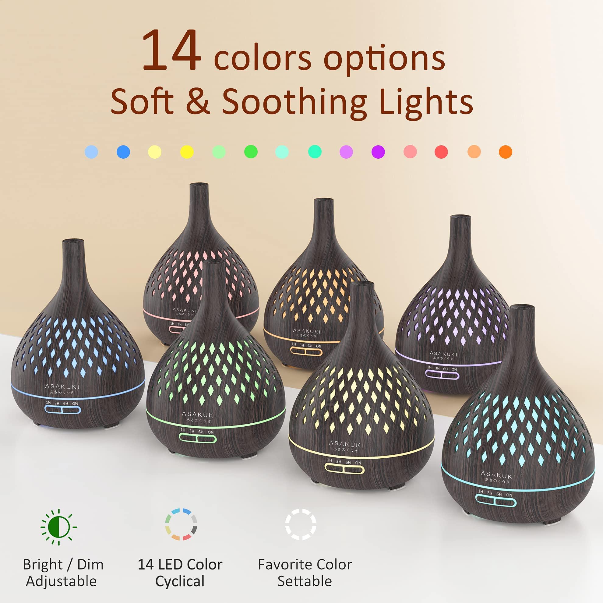 ASAKUKI ASAKUKI 400ML Essential Oil Diffuser, Aromatherapy Oil Diffuser With Cool Mist, Waterless Auto Shut-Off Humidifier And 7 Color Led Night Lights For Home Baby Office-Black