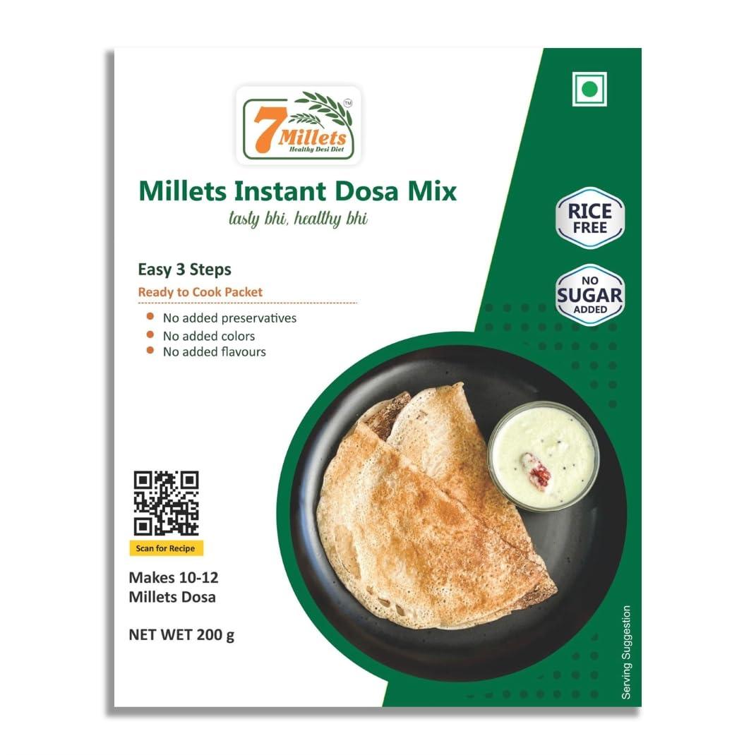 7Millets 7Millets Dhokla (200g x 1 Pack) and Dosa (200g x 2 Pack) - Ready to Cook Premix