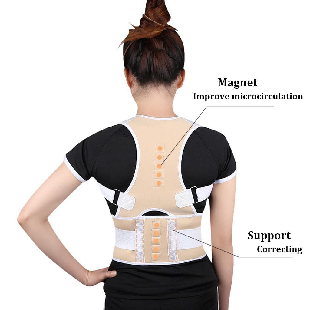Generic Losa Magnetic Posture Corrector Back Shoulder Support Belt Brace L Black