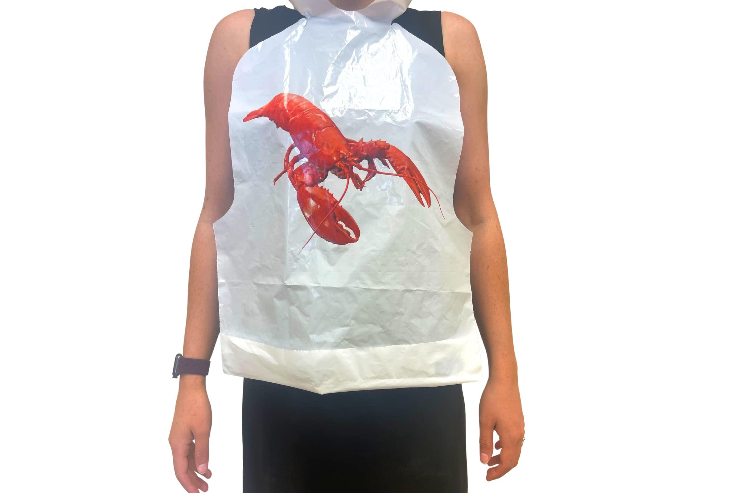 AMSCO Disposables Lobster Bib & Wet Wipe Bundle- 25 Disposable Bibs and 25 Moist Towelettes for Crawfish Boil, Seafood Fest, or Home Dinner Party by AMSCO Disposables