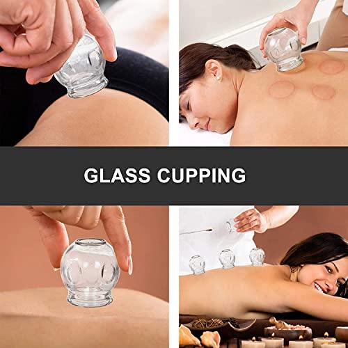 Generic ACM Acupuncture Hijama Fire Glass Cups Set of 16 Pieces for Fire Cupping Therapy