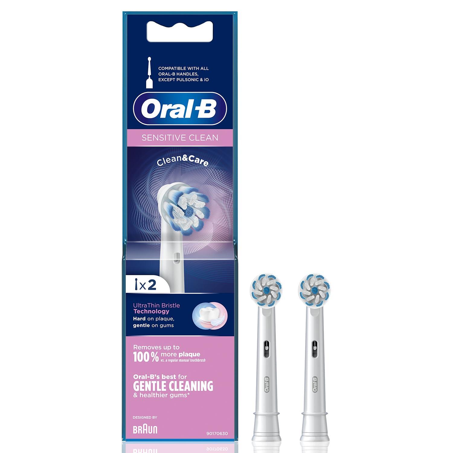 Oral-B Oral B Vitality 100 Blue Criss Cross Electric Rechargeable Toothbrush for adults & Oral B ORIGINAL Sensitive Electric Toothbrush Soft Replacement Brush Heads Pro,Smart Series, 2 refills