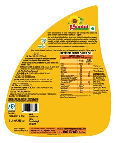 Gemini Oil_ARIPL Gemini Oil_ARIPL Gemini Refined Sunflower Oil Jar, 5L (West)