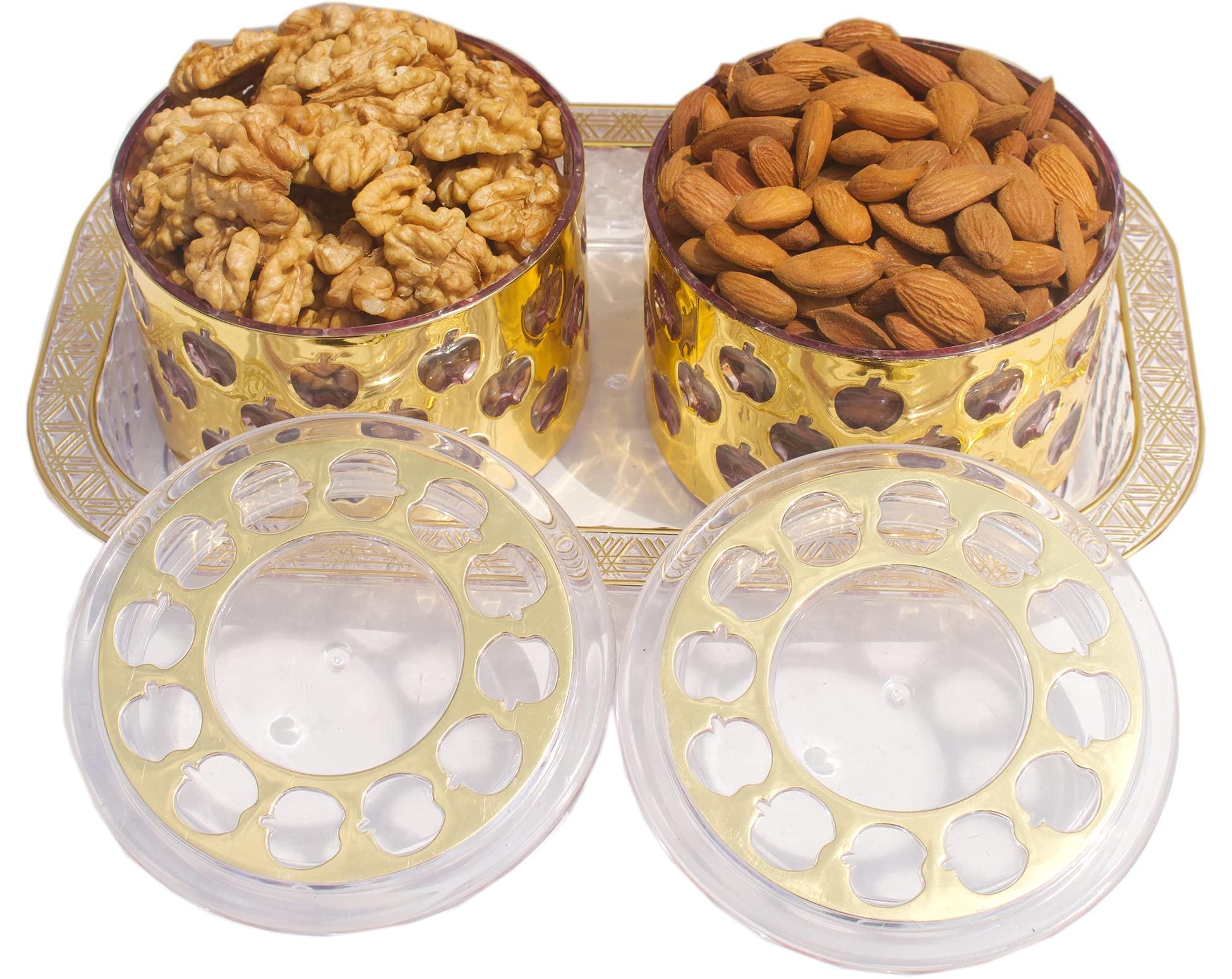 Vale Of Kashmir Vale Of Kashmir Kashmiri Walnut Kernels & Kashmiri Mamra Almonds in Glass Bottle 1kg , Pack of 10 Kashmiri Akhrot Bdam Giri 500gm Each