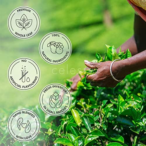 Celeste Celeste Green Tea SOULFUL TANGO Premium Whole Leaf, 100% Natural Ingredients Spearmint, Ginger, Lemongrass, Fennel and Green Tea, 50gm - 20 Cups