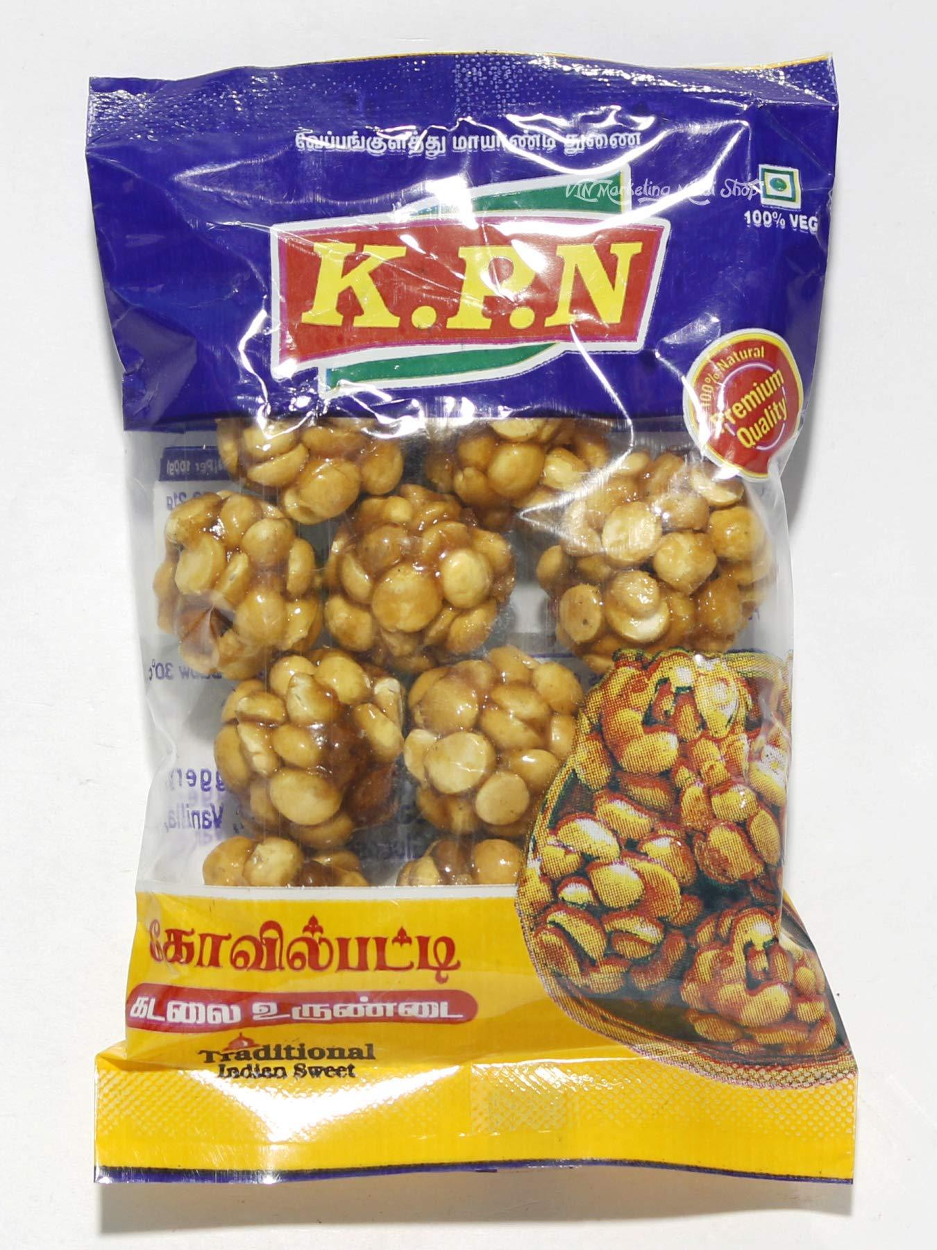 KPN KPN Kovilpatti Pottu Kadalai Urundai Gram Chikki Balls Candy - Burfi - Pack of 8 x 100 gm