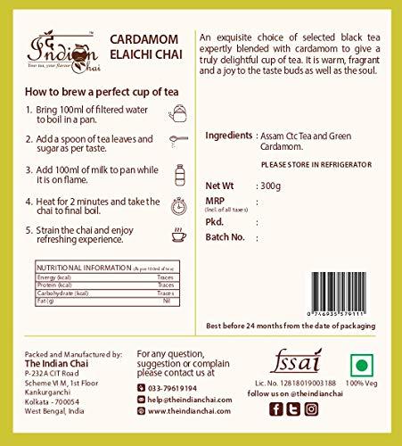 The Indian Chai The Indian Chai - Cardamom Elaichi Chai 300g, Premium Desi Chai Patti for Authentic Elaichi Flavour, Good for Digestion and Cough Cold