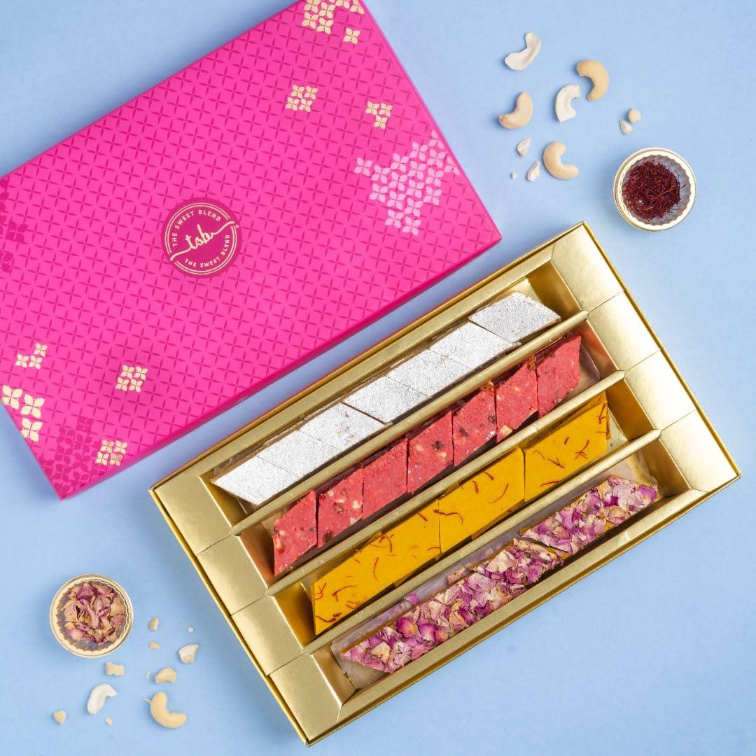 THE SWEET BLEND THE SWEET BLEND Fusion Katli Box 750g | Assorted Flavors Kaju, Anjeer, Rose, Kesar Katli | Traditional Indian Sweets