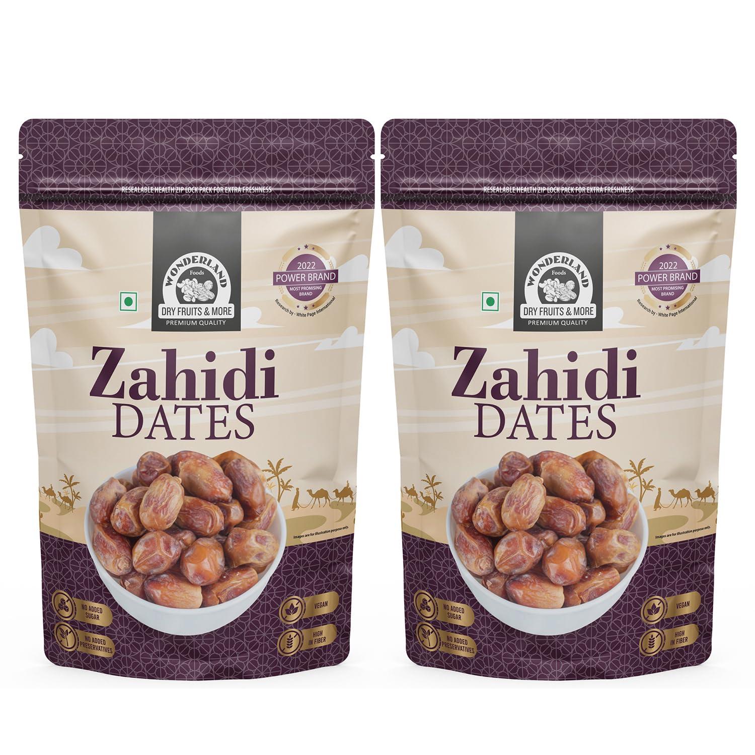 WONDERLAND FOODS (DEVICE) WONDERLAND FOODS (DEVICE) Dry Fruits Zahidi Dates 1Kg (500G X 2) Pouch | Healthy & Nutritious Soft Khajoor | Khajur Rich In Iron, Fibre & Vitamins, Fresh