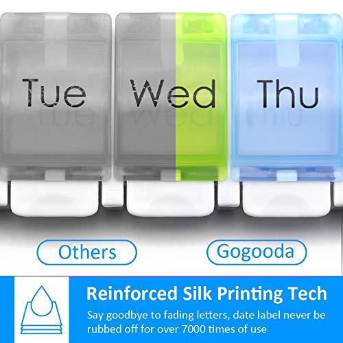 GOGOODA 2 Pcs Weekly Pill Organizer Arthritis Friendly (1 Time a Day), Travel 7 Day Pill Box Vitamin Organizer with Easy Push Button Design and Large Compartments to Hold Vitamins, Fish Oil, Medication