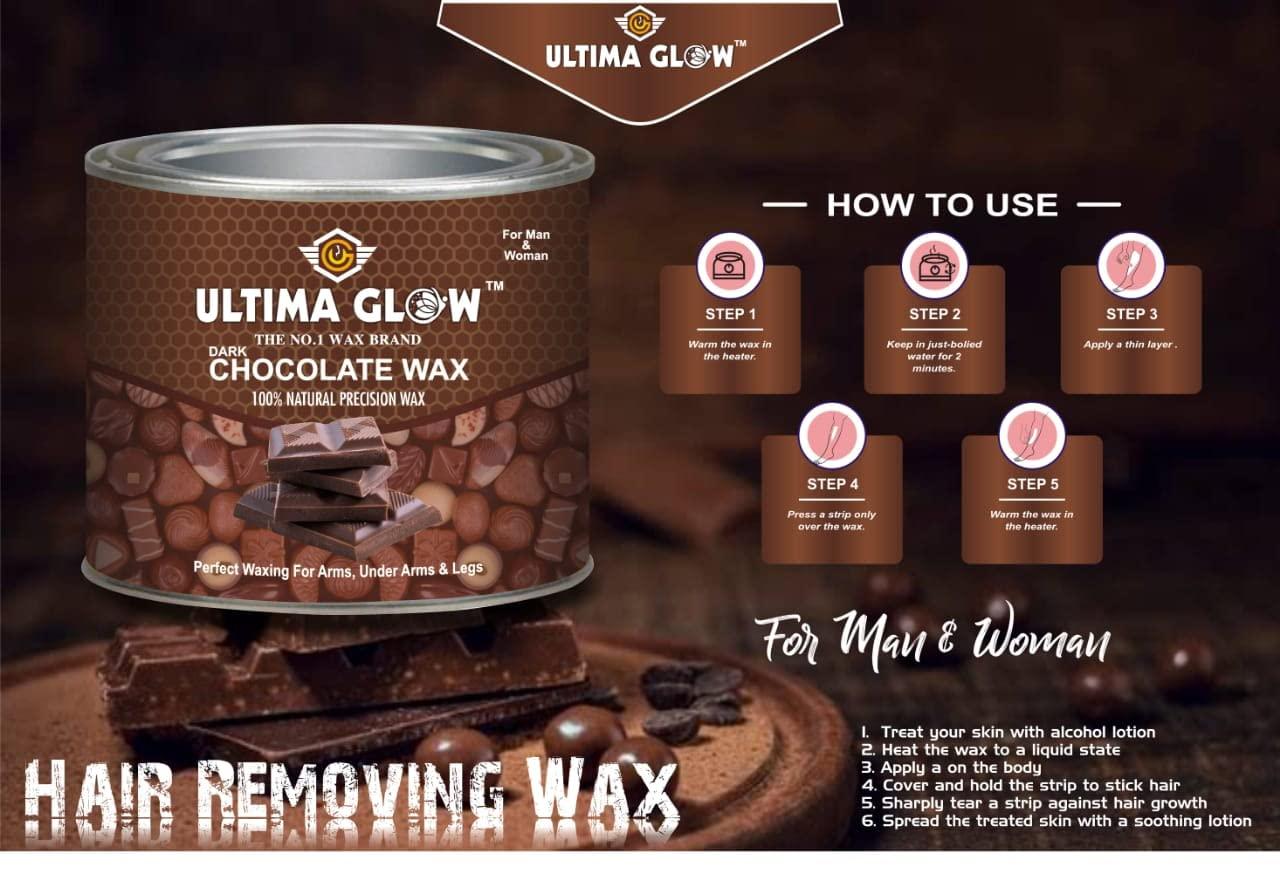 ULTIMA GLOW ULTIMA GLOW dark chocolate strip and stick gram Wax for glowing skin 600 gram wax full body Hair Removal Wax For Arms, Legs, Chest, Back, and Full Body | Men & Women | Tan Removal | All skin Type
