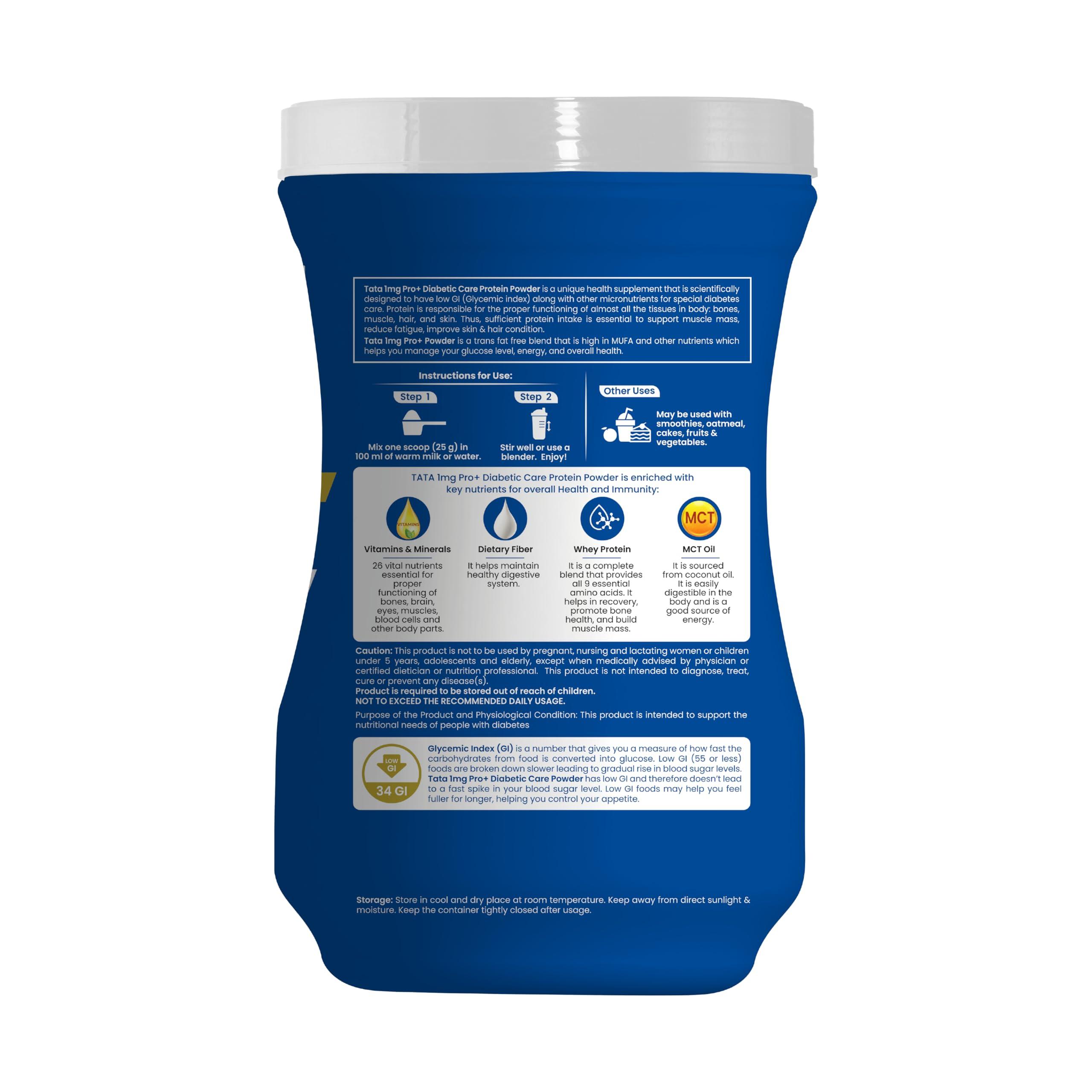 1MG Tata 1mg Protein+ Diabetic Care Powder With Vital Nutrients To Manage Blood Sugar, Weight & Strength,400gm, Vanilla Flavour
