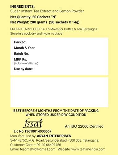 ARYAN ENTERPRISES Teatime Aryan Teatime Instant premix LEMON TEA - 20 Sachets (1pack)- Lemon Tea - Just add Hot water