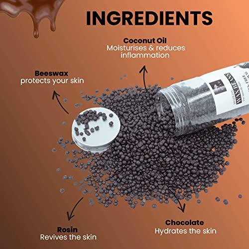 AZAH Azah Hard Wax Beans for Hair Removal | Brazilian Wax for Bikini, Face, Eyebrows, Back Full Body | Stripless Wax Beads for Painless Hair Waxing | Hot Hair Wax for Women & Men | Bean Wax | Chocolate