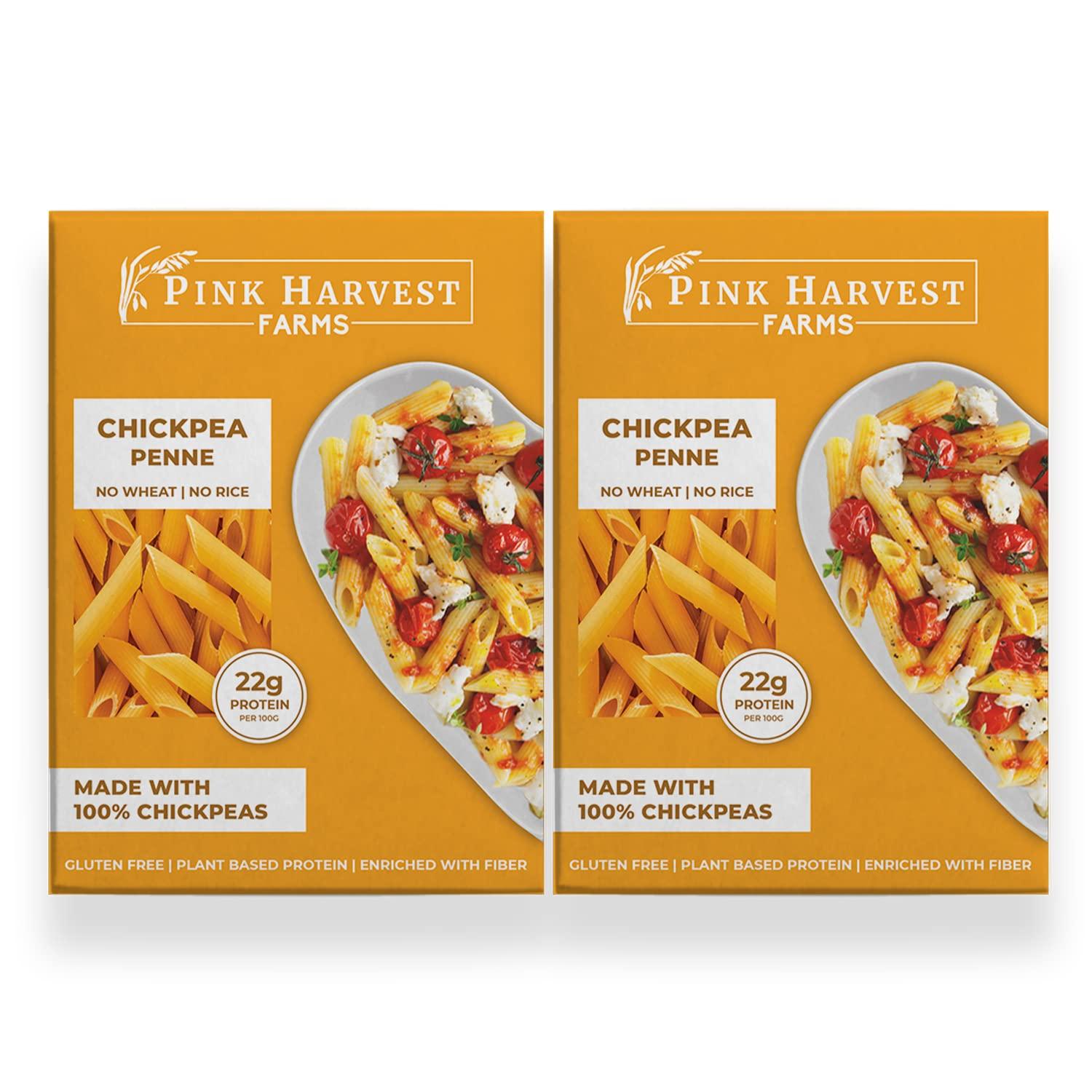 Pink Harvest Farms Pink Harvest Farms Chickpea Pasta | No Rice - No Maida | Vegan | Gluten Free | High Protein | (Chickpea Penne Pasta, 200 g (Pack of 2))