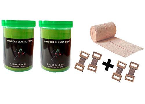 Comfort Comfort Premium Elastic Crepe Bandage - Roll Sports Wrist Wrap Straps, Elastic Compression (Pack of 2 (4m x 6cm)) (8cm)