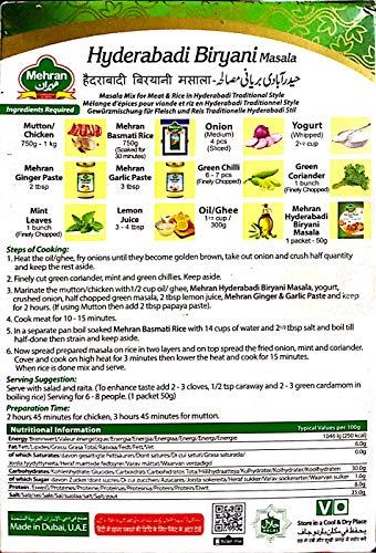 Mehran Mehran Hyderabadi Biryani Masala Imported Ingredients (2 Packs of 50 Grams Each)
