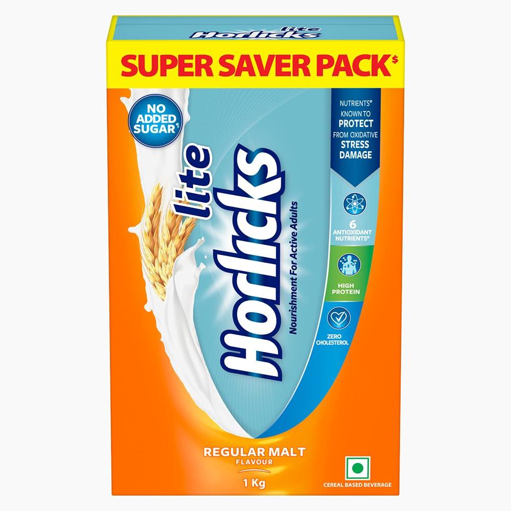Horlicks Horlicks Lite 1kg, Scientifically designed for Adults |High Protein, Zero added sugar| Malt Flavour