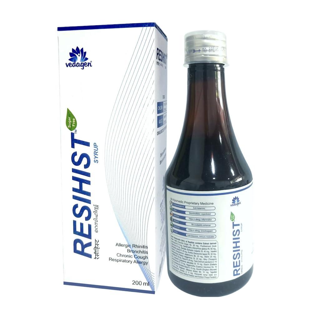 RESIHIST Resihist Sugar Free Cough & Cold Syrup I Natural Ingredients I Fast Relief From Cough, Cold, Throat Irritation, Congestion - 200ml (200ml x 1)