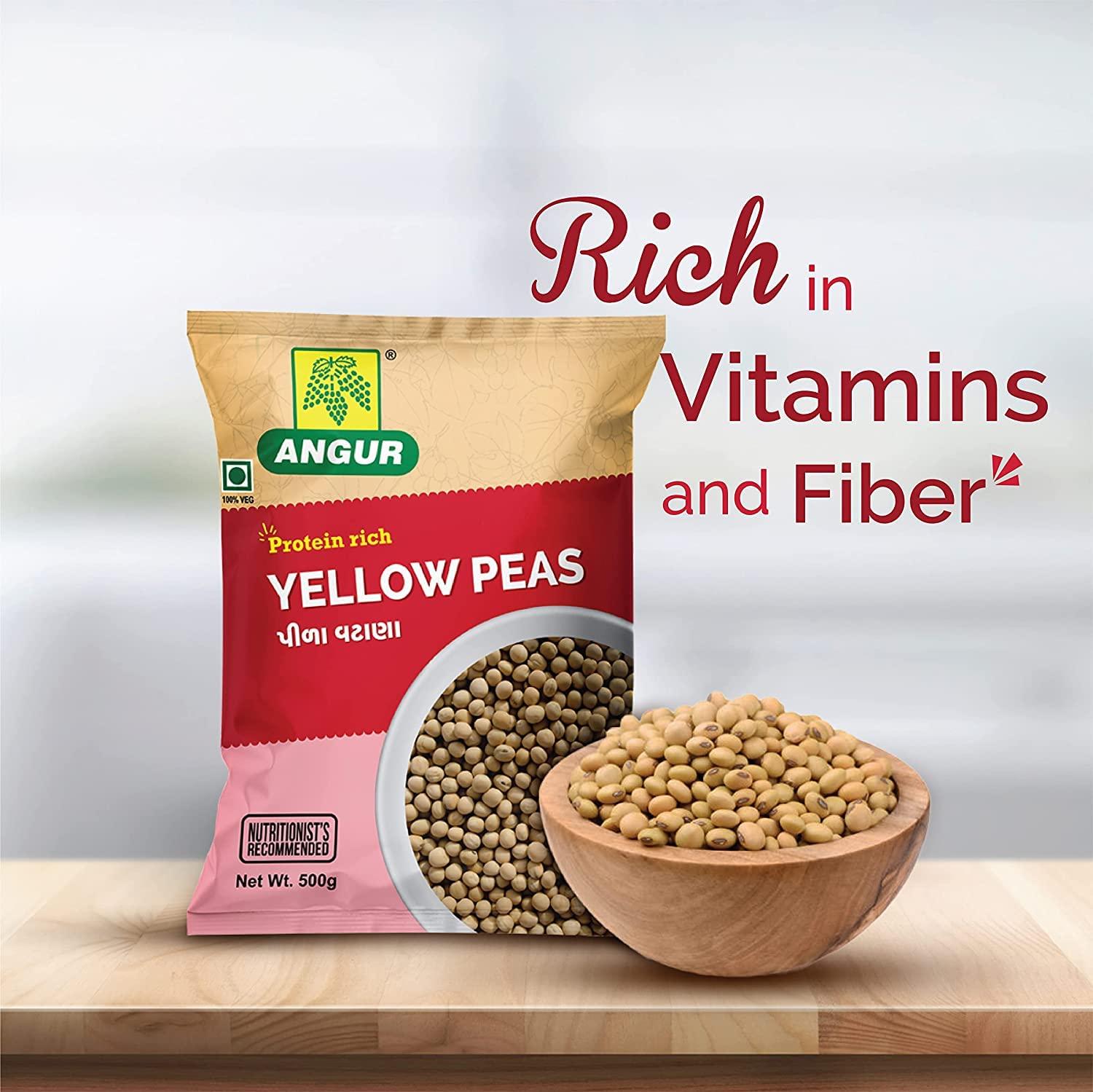 ANGUR Angur Yellow Peas 500g | Pack of 2 | Peele matar, Matar Dal - 1Kg