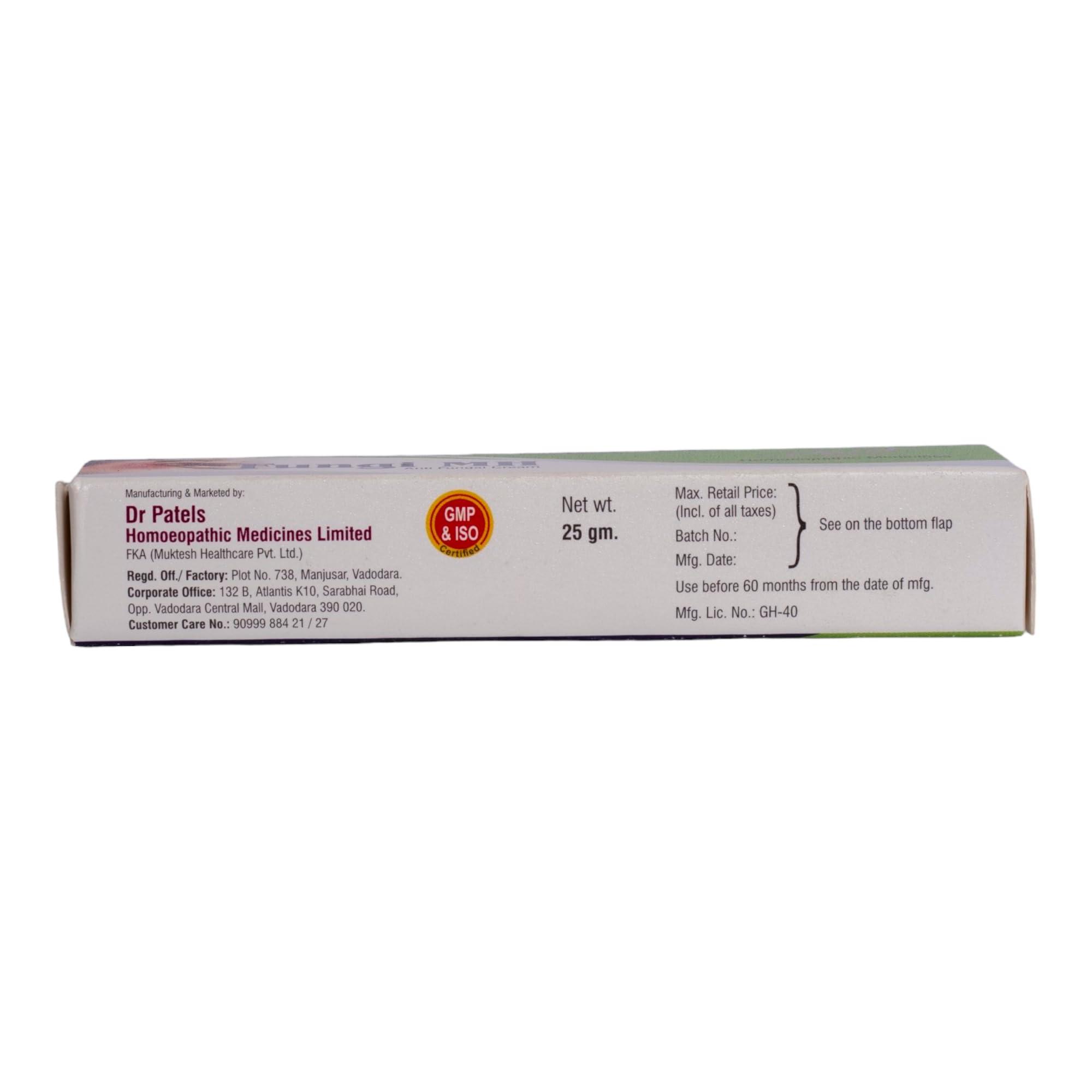 DR PATELS HOMEOPATHIC MEDICINES Dr Patel\'s Homeopathic Fungi MH Cream for Fungal Infection | Homeopathic Medicine for Ringworm and Other Skin Problem 25Gm (Pack of 2)