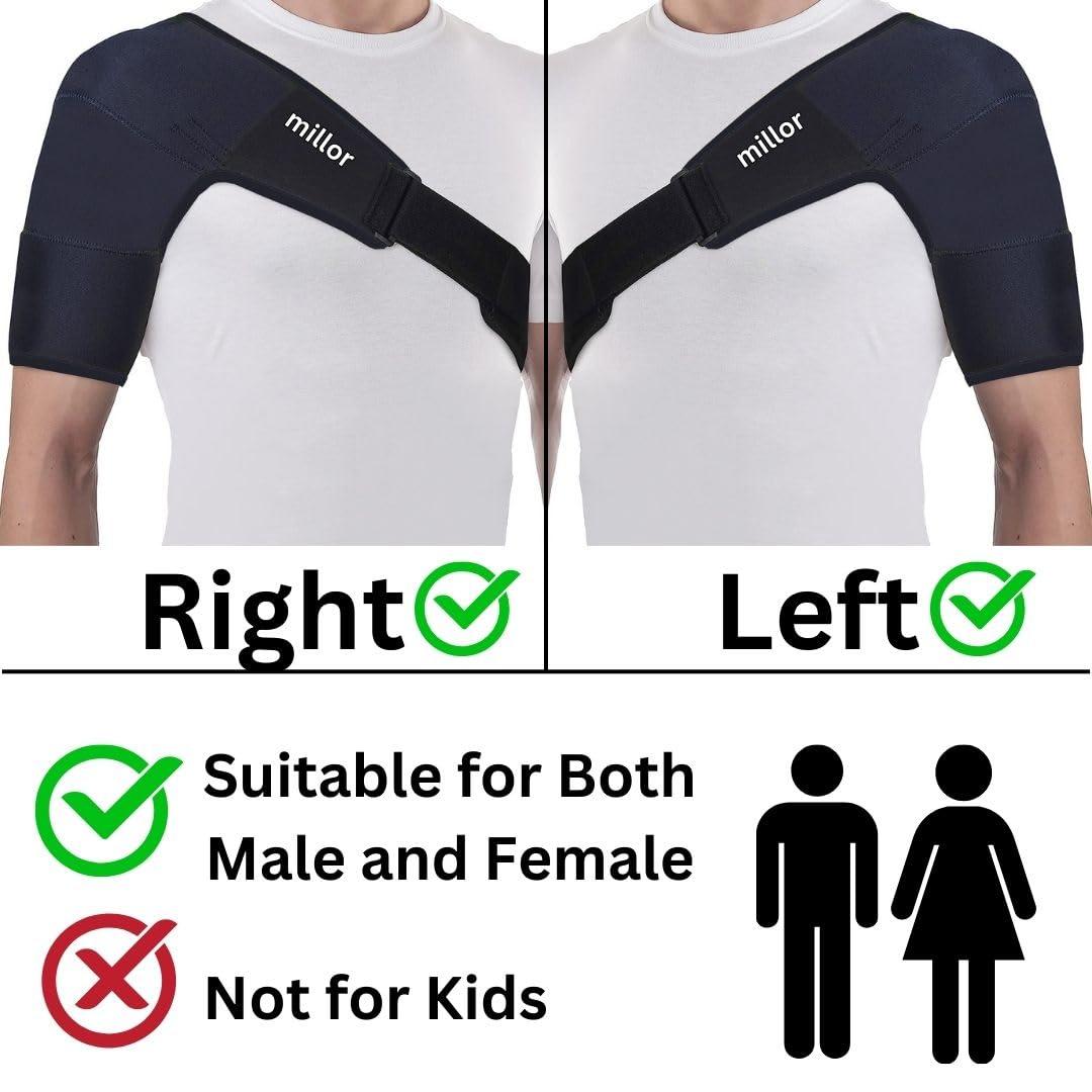MILLOR MILLOR Shoulder Sling Support Wrap Left/Right, Dislocated Joint, Shoulder Pain Relief for Men and Women, Shoulder Brace Immobilizer Belt, Black, Universal