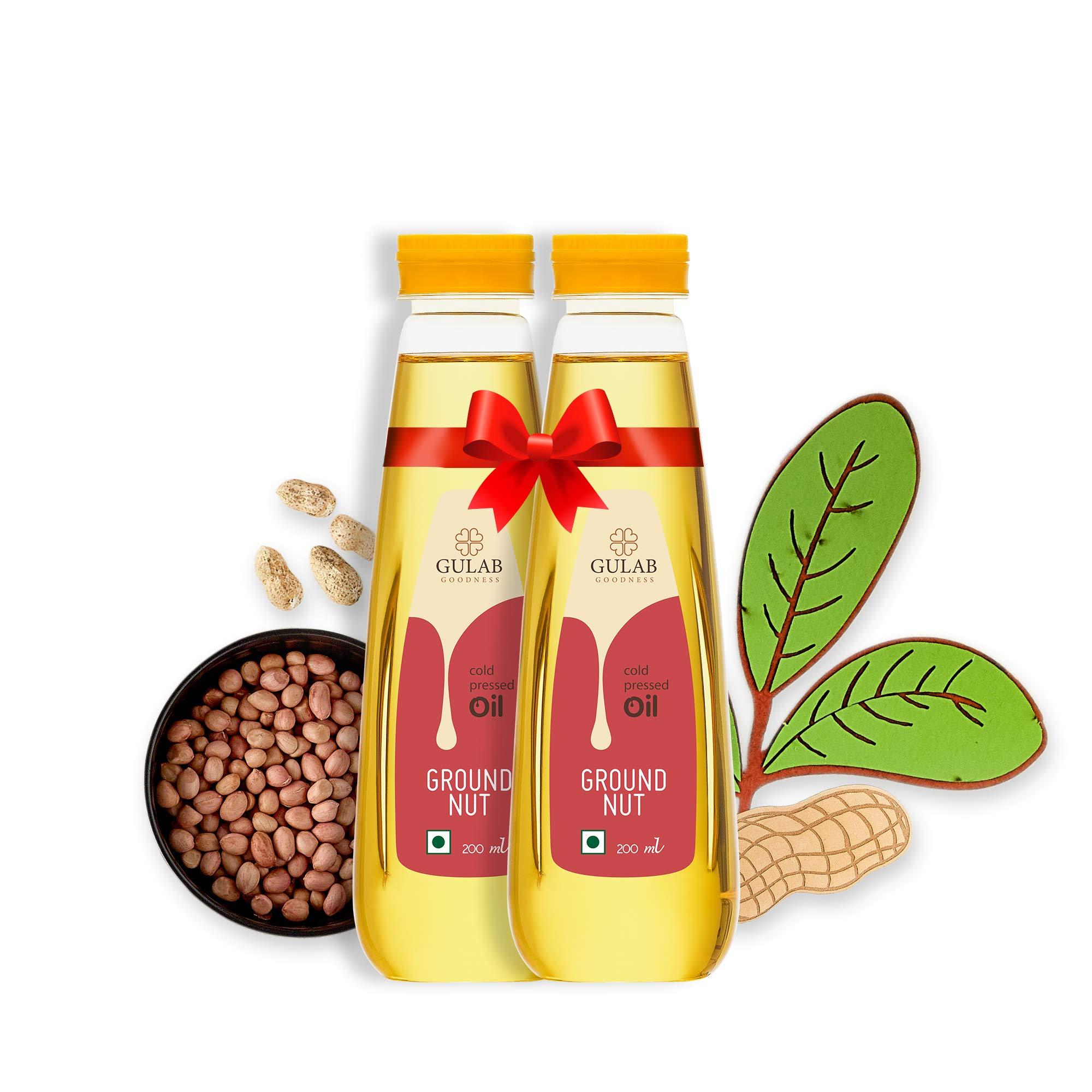 GULAB Gulab Cold Pressed Groundnut Oil Combo / Peanut Oil - 200 ml Each 100% Pure & Natural | Unrefined and Unfiltered